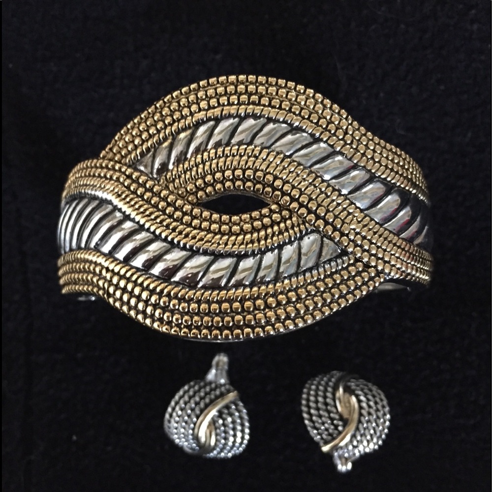 NWOT! TWO TONE BRACELET AND EARRINGS SET!